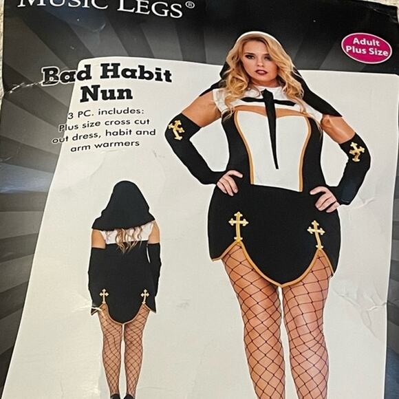 NEW Music Legs Bad Habit Nun Plus Size Halloween Costume Size 3X/4X - Picture 5 of 7